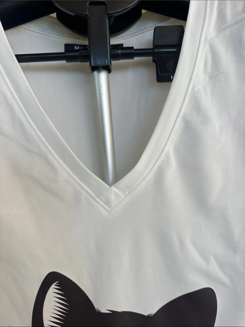 White Cat Graphic V-Neck T-Shirt for Cat Lovers